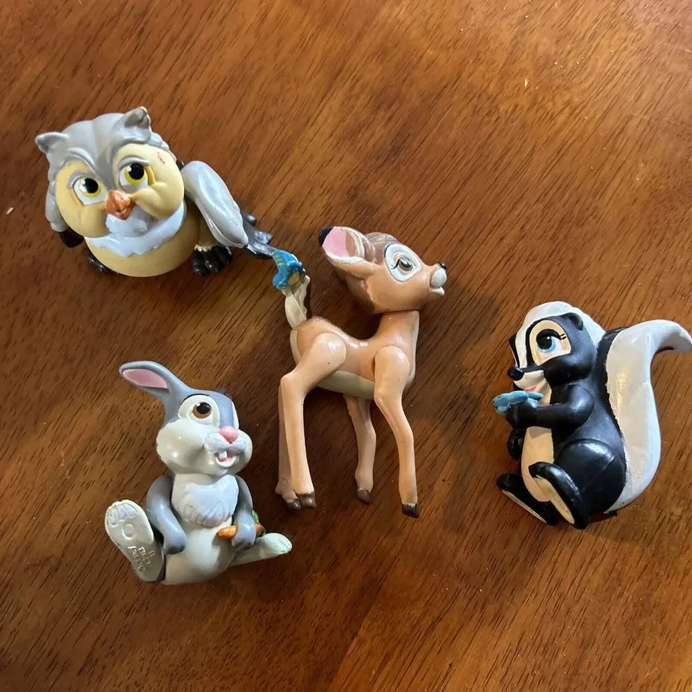 Disney Bambi, Thumper, Flower, Owl Poseable Legs PVC Figure / Cake Topper Lot A1
